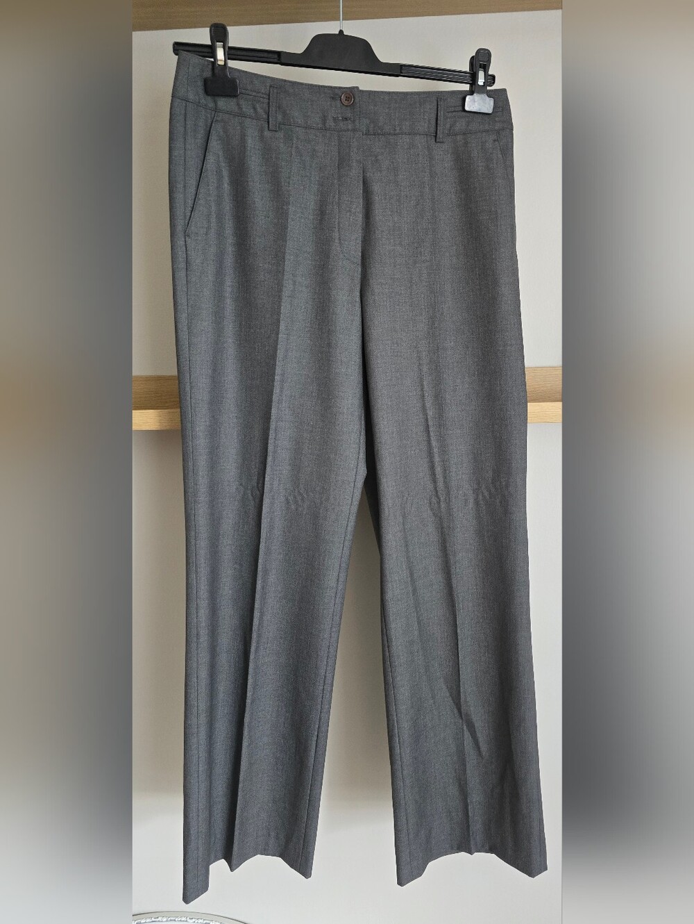 Women's Gray Tailored Dress Trousers - Classic Straight Leg